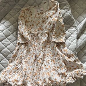 SweetHoney Cream and Orange Floral Kids Dress